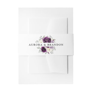 Cintas Para Invitaciones Eggplant Purple Plum Marfil White Floral Boda