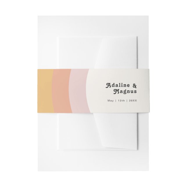 Cintas Para Invitaciones El arcoiris de la Retro Moderna de los 70 (Anverso Ejemplo)