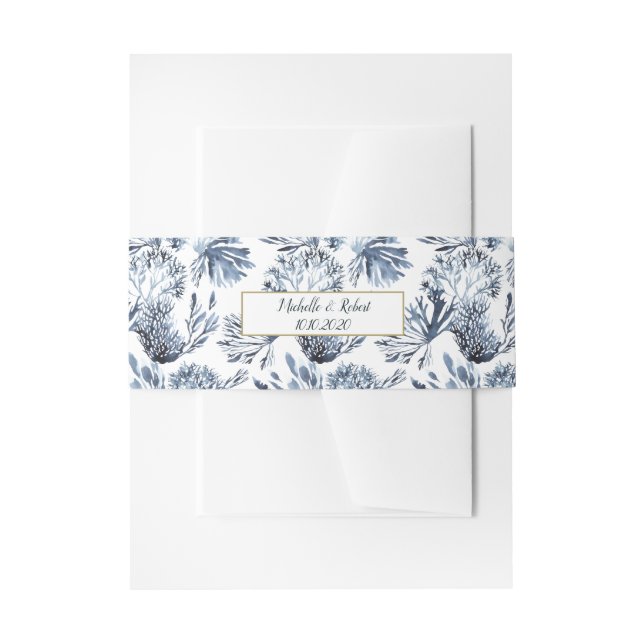 Cintas Para Invitaciones El arrecife azul | Boda náutico (Anverso Ejemplo)