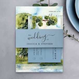Cintas Para Invitaciones El Boda Del Elegante Guión Azul Llanto