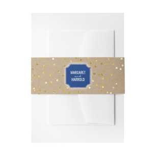 Cintas Para Invitaciones El confeti del oro puntea la boda de la marina de