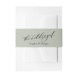 Cintas Para Invitaciones El Elegante Y Sencillo Guión De Lujo Sage El Boda 