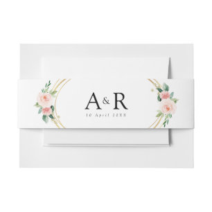 Cintas Para Invitaciones el rosa se ruboriza banda floral del vientre