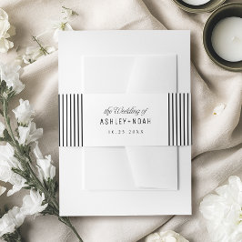 Cintas Para Invitaciones Elegancia a rayas en blanco y negro Boda elegante