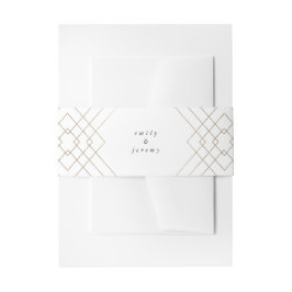 Cintas Para Invitaciones Elegancia blanca dorada Diamante Geo Deco Boda