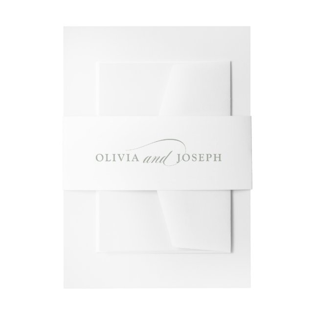 Cintas Para Invitaciones Elegancia italiana blanca y verde sabio | Boda (Anverso Ejemplo)