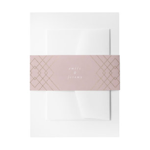 Cintas Para Invitaciones Elegancia rosa dorada Diamante Geo Deco Boda