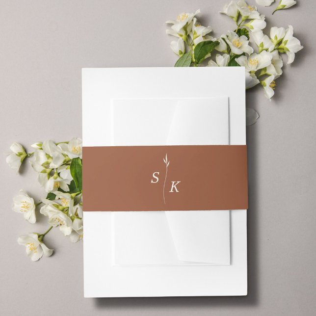 Cintas Para Invitaciones Elegancia simple Boda de monograma de hoja persona (Subido por el creador)