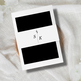 Cintas Para Invitaciones Elegancia simple Boda de monograma de hoja persona