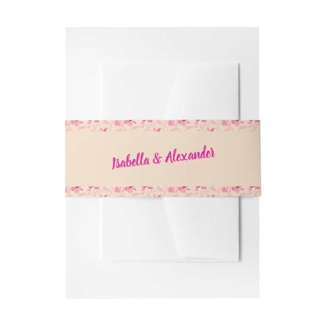Cintas Para Invitaciones Elegant Beige & Blush Pink Floral Wedding (Anverso Ejemplo)