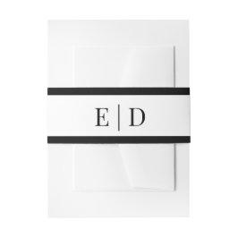 Cintas Para Invitaciones Elegant Black and White Monogram Wedding 