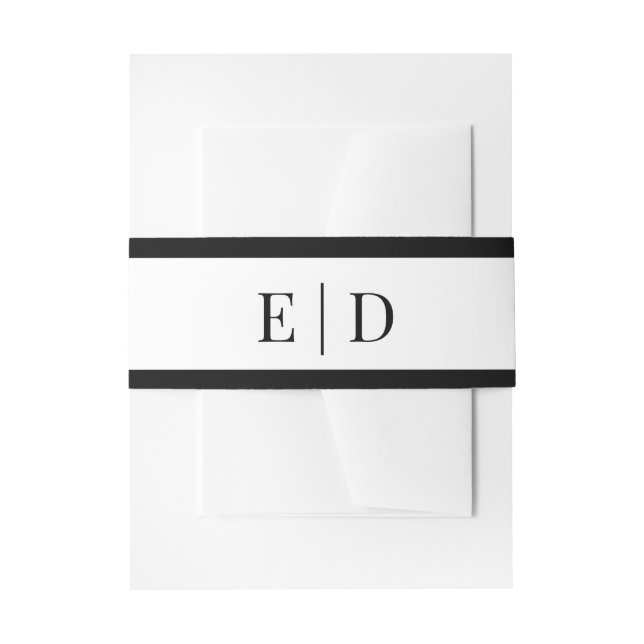 Cintas Para Invitaciones Elegant Black and White Monogram Wedding  (Anverso Ejemplo)