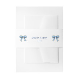 Cintas Para Invitaciones Elegant Blue Bow Engagement Party Invitation