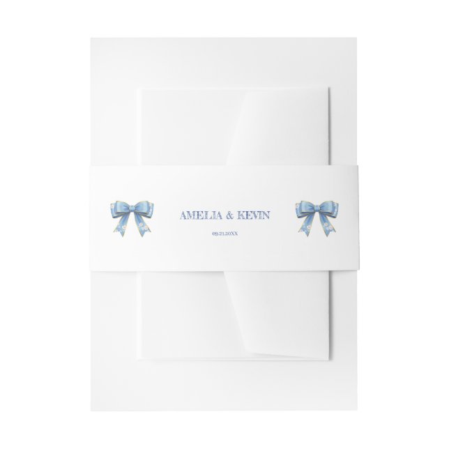 Cintas Para Invitaciones Elegant Blue Bow Engagement Party Invitation (Anverso Ejemplo)