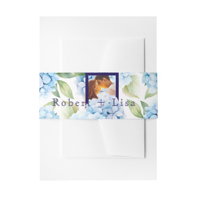 Cintas Para Invitaciones Elegant Blue Floral Wedding  (Anverso Ejemplo)