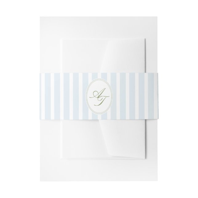 Cintas Para Invitaciones Elegant Blue & Sage Striped  (Anverso Ejemplo)