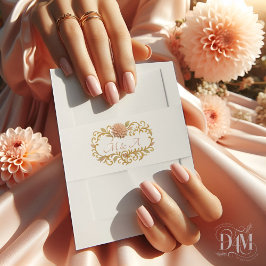 Cintas Para Invitaciones Elegant Blush Dahlias Golden Script Wedding