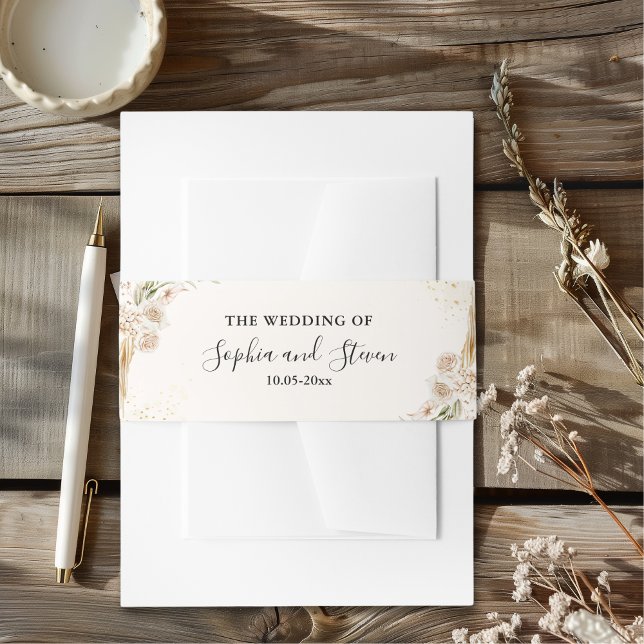 Cintas Para Invitaciones Elegant Boho Wedding with Beige & Yellow Flowers (Subido por el creador)