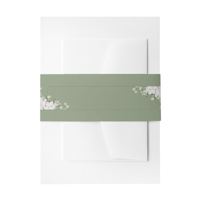 Cintas Para Invitaciones Elegant Botanical Wrap | Sage Green Belly Band (Anverso Ejemplo)