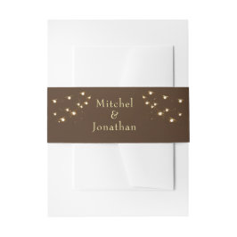 Cintas Para Invitaciones Elegant Brown & Gold String Lights wedding