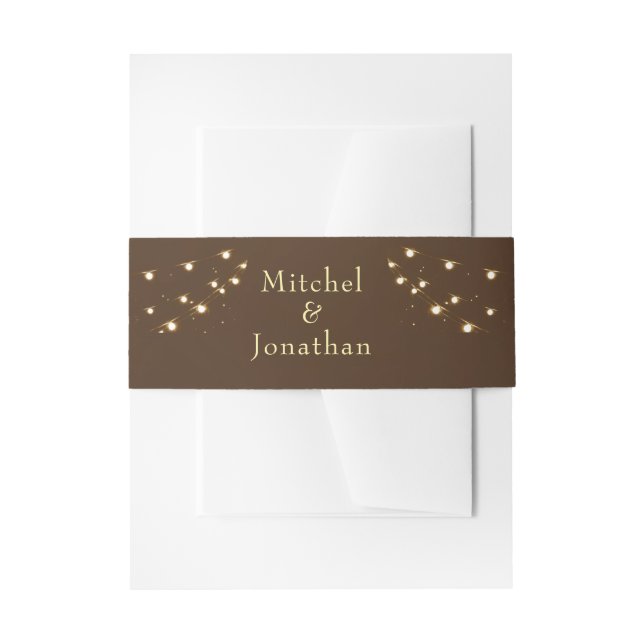 Cintas Para Invitaciones Elegant Brown & Gold String Lights wedding  (Anverso Ejemplo)
