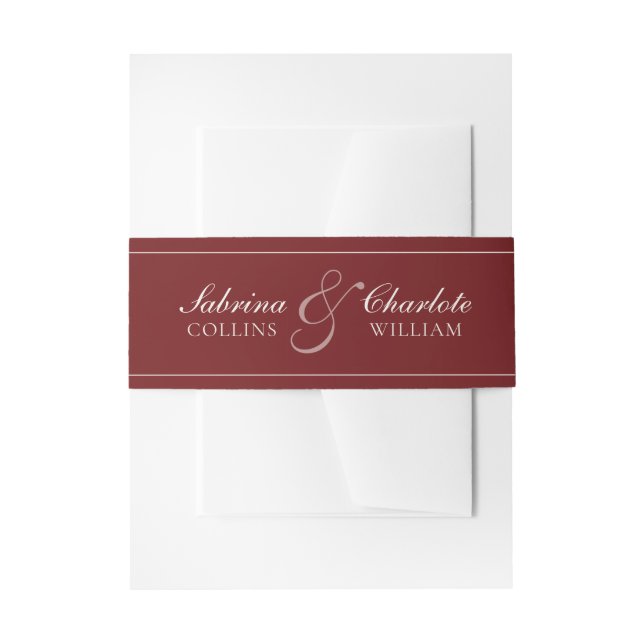 Cintas Para Invitaciones Elegant Burgundy & Ivory Wedding (Anverso Ejemplo)