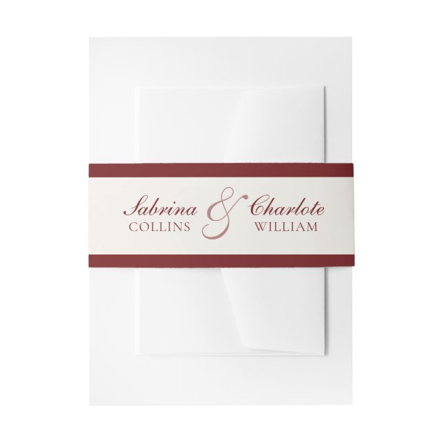 Cintas Para Invitaciones Elegant Burgundy & Ivory Wedding (Anverso Ejemplo)