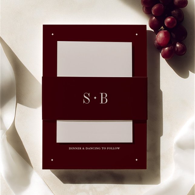 Cintas Para Invitaciones Elegant Burgundy Monogram Wedding  (Elegant Burgundy Monogram Wedding Invitation Belly Band)