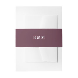Cintas Para Invitaciones Elegant Burgundy Wedding Monogram Bride and Groom