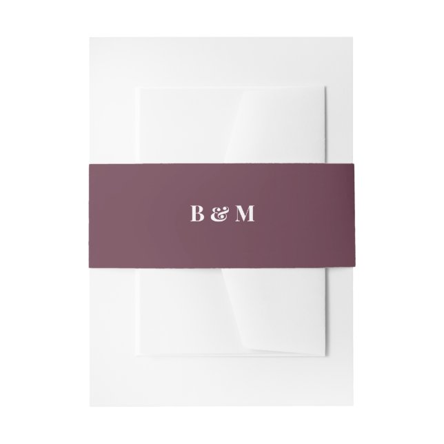 Cintas Para Invitaciones Elegant Burgundy Wedding Monogram Bride and Groom (Anverso Ejemplo)