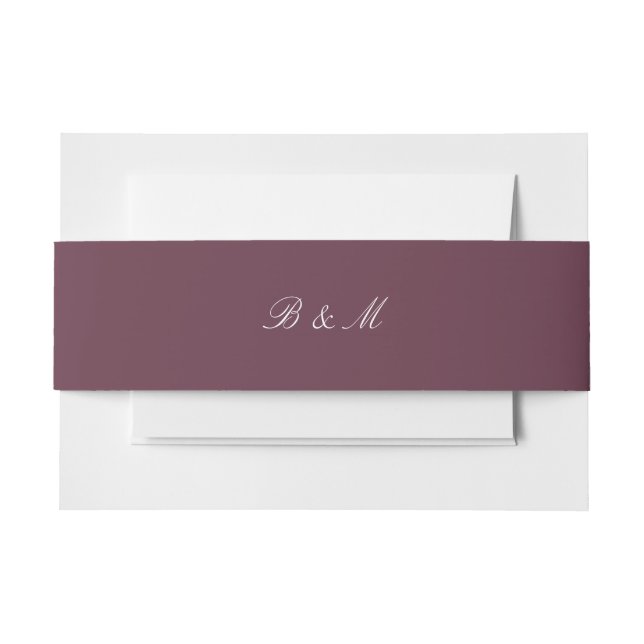 Cintas Para Invitaciones Elegant Burgundy Wedding Monogram Bride and Groom (Anverso Ejemplo)