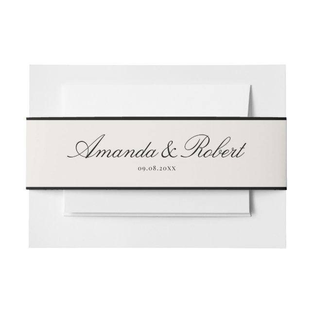 Cintas Para Invitaciones Elegant Classy Black and Ivory Wedding (Anverso Ejemplo)