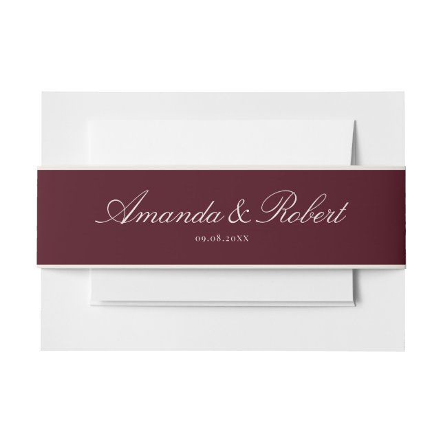 Cintas Para Invitaciones Elegant Classy Burgundy Wedding (Anverso Ejemplo)