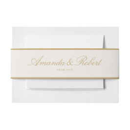 Cintas Para Invitaciones Elegant Classy Ivory and Gold Wedding
