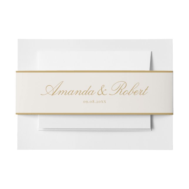 Cintas Para Invitaciones Elegant Classy Ivory and Gold Wedding (Anverso Ejemplo)