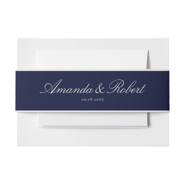 Cintas Para Invitaciones Elegant Classy Navy Blue Wedding (Anverso Ejemplo)