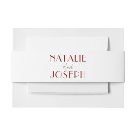 Cintas Para Invitaciones Elegant Deep Red White Burgundy Minimal Wedding