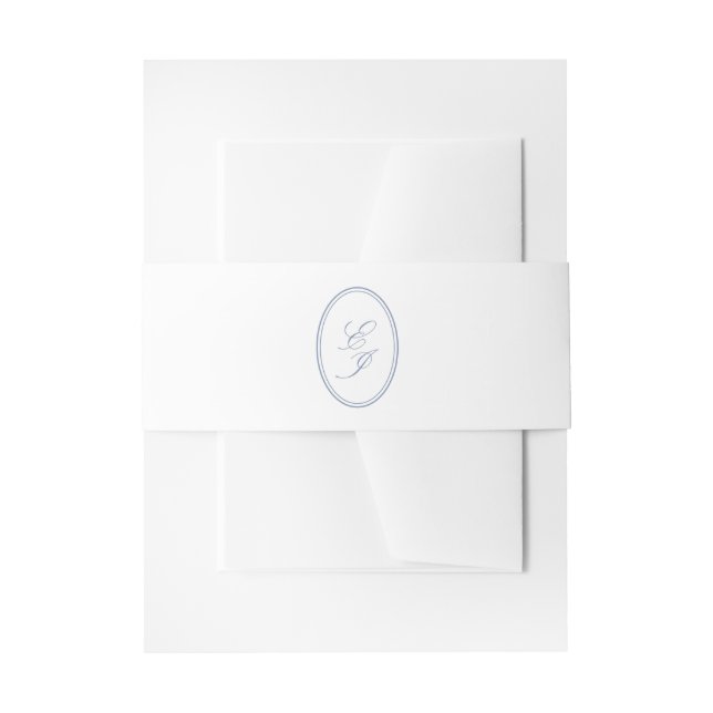 Cintas Para Invitaciones Elegant Dusty Blue Monogram Wedding (Anverso Ejemplo)