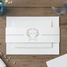 Cintas Para Invitaciones Elegant Dusty Blue Pastel Wildflower Crest Wedding