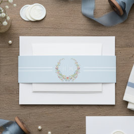 Cintas Para Invitaciones Elegant Dusty Blue Pastel Wildflower Crest Wedding