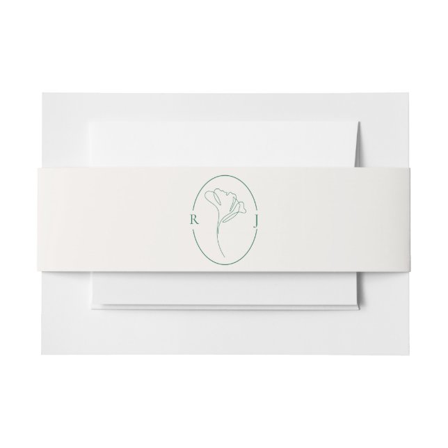 Cintas Para Invitaciones Elegant Emerald Outlined Monogram Wedding (Anverso Ejemplo)