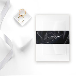 Cintas Para Invitaciones Elegant Floral Midnight Rose Black & White Wedding