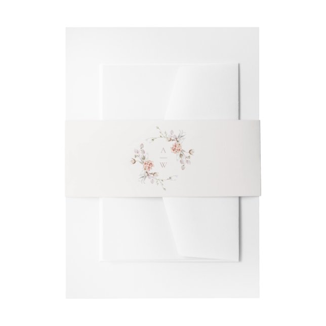 Cintas Para Invitaciones Elegant Floral Monogram Wedding Belly Band (Anverso Ejemplo)