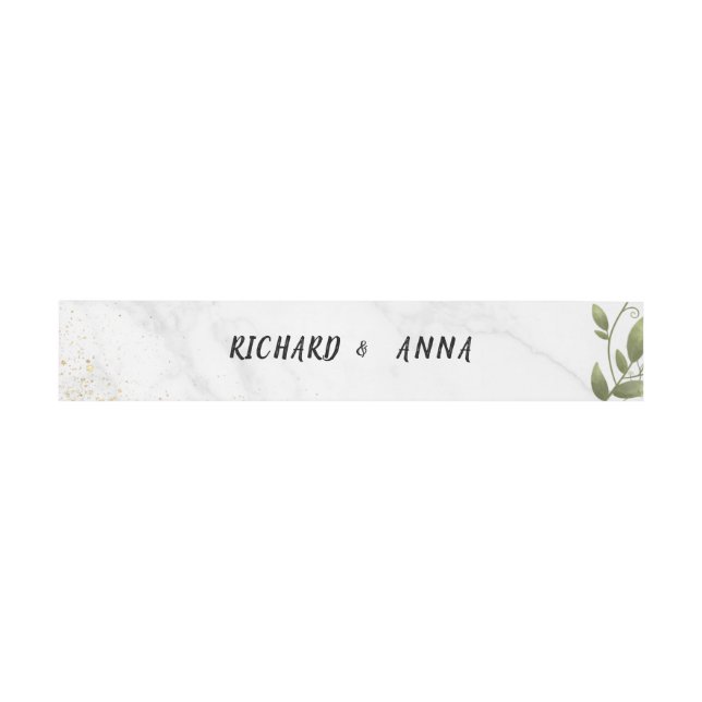 Cintas Para Invitaciones Elegant Floral Wedding Belly Band  (Superficie plana)