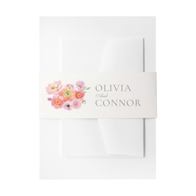 Cintas Para Invitaciones Elegant Floral Wedding Invitation Band (Anverso Ejemplo)