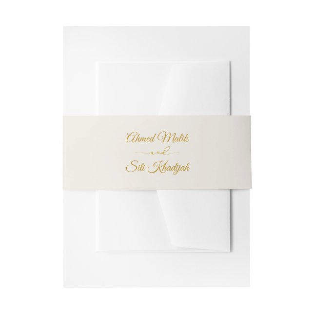 Cintas Para Invitaciones Elegant Gold Script Wedding Invitation Belly Band (Anverso Ejemplo)