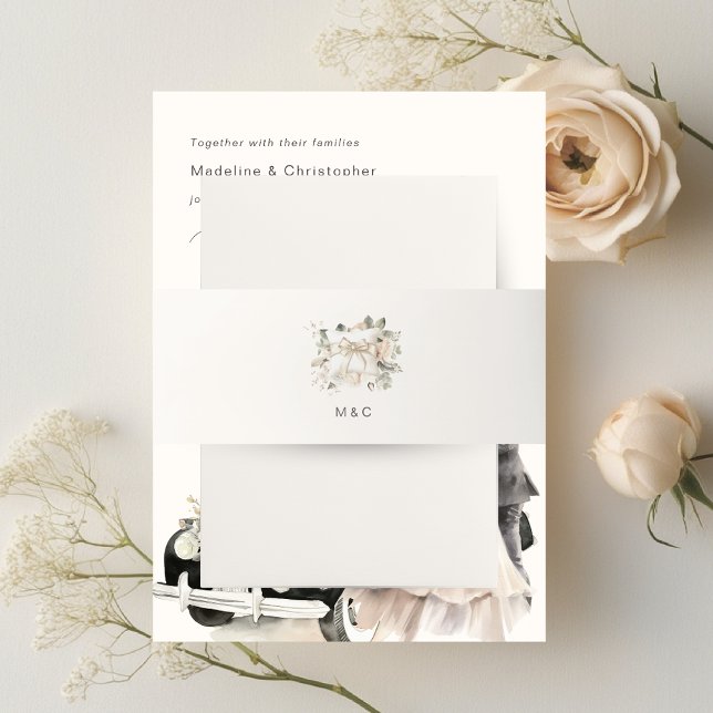 Cintas Para Invitaciones Elegant Ivory Bow Floral Wedding (Subido por el creador)