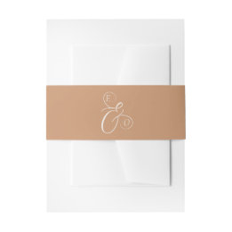 Cintas Para Invitaciones Elegant Ivory Monogram Muted Copper Wedding
