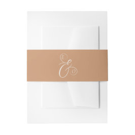 Cintas Para Invitaciones Elegant Ivory Monogram Muted Copper Wedding