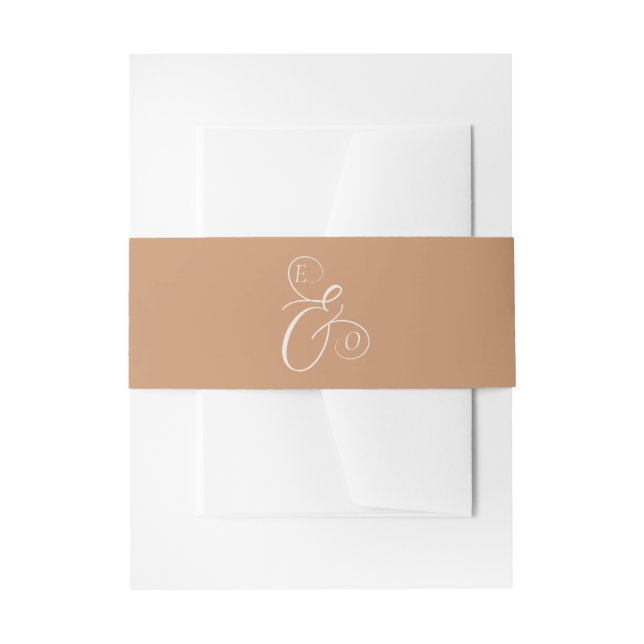 Cintas Para Invitaciones Elegant Ivory Monogram Muted Copper Wedding (Anverso Ejemplo)